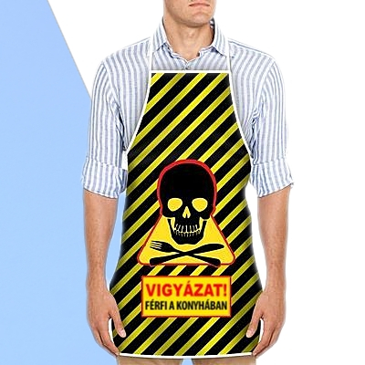 Vigyázat Férfi a konyhában kötény