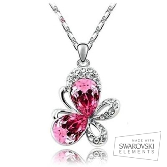 Pillangós swarovski kristályos nyakék pink